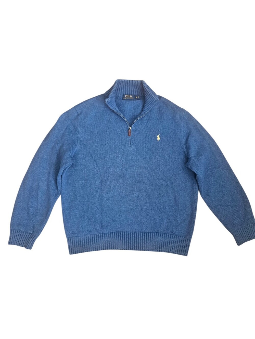 Polo Ralph Lauren Blue Cotton Quarter Zip Pullover XL Preppy Old Money